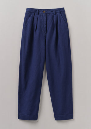 Cotton Linen Herringbone Trousers | Maize Blue