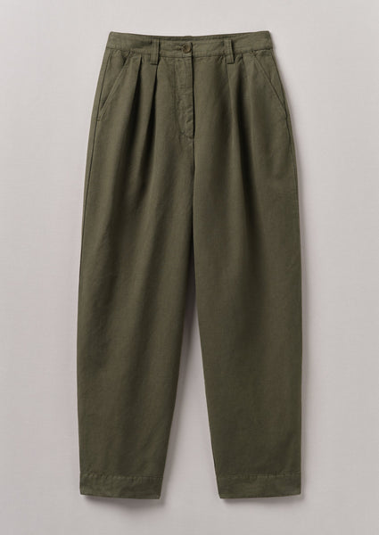 Cotton Linen Herringbone Trousers Sap