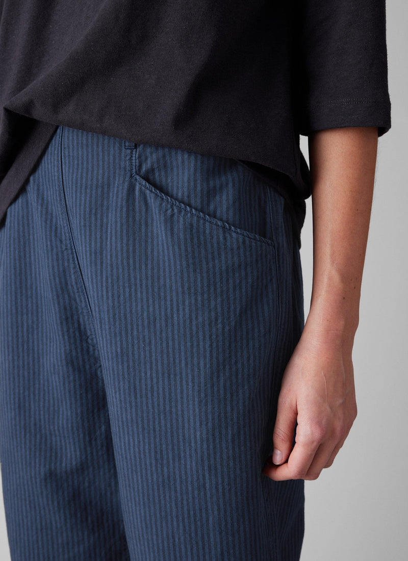 Alix Stripe Cotton Linen Trousers | Engineer Blue
