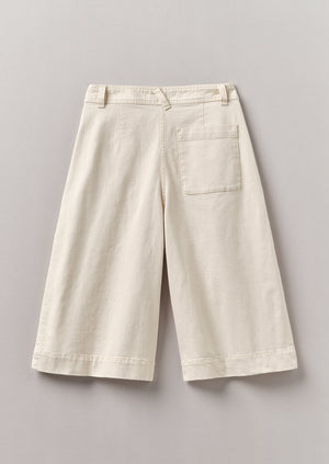 Pleated Denim Shorts | Ecru