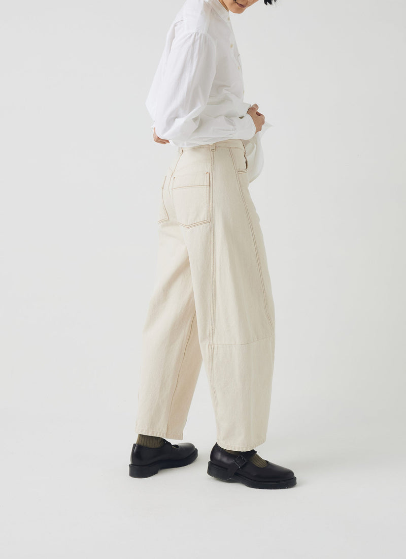 Sculptural Seamed Denim Trousers | Ecru