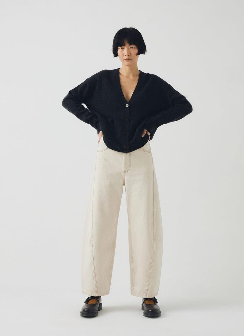 Sculptural Seamed Denim Trousers | Ecru