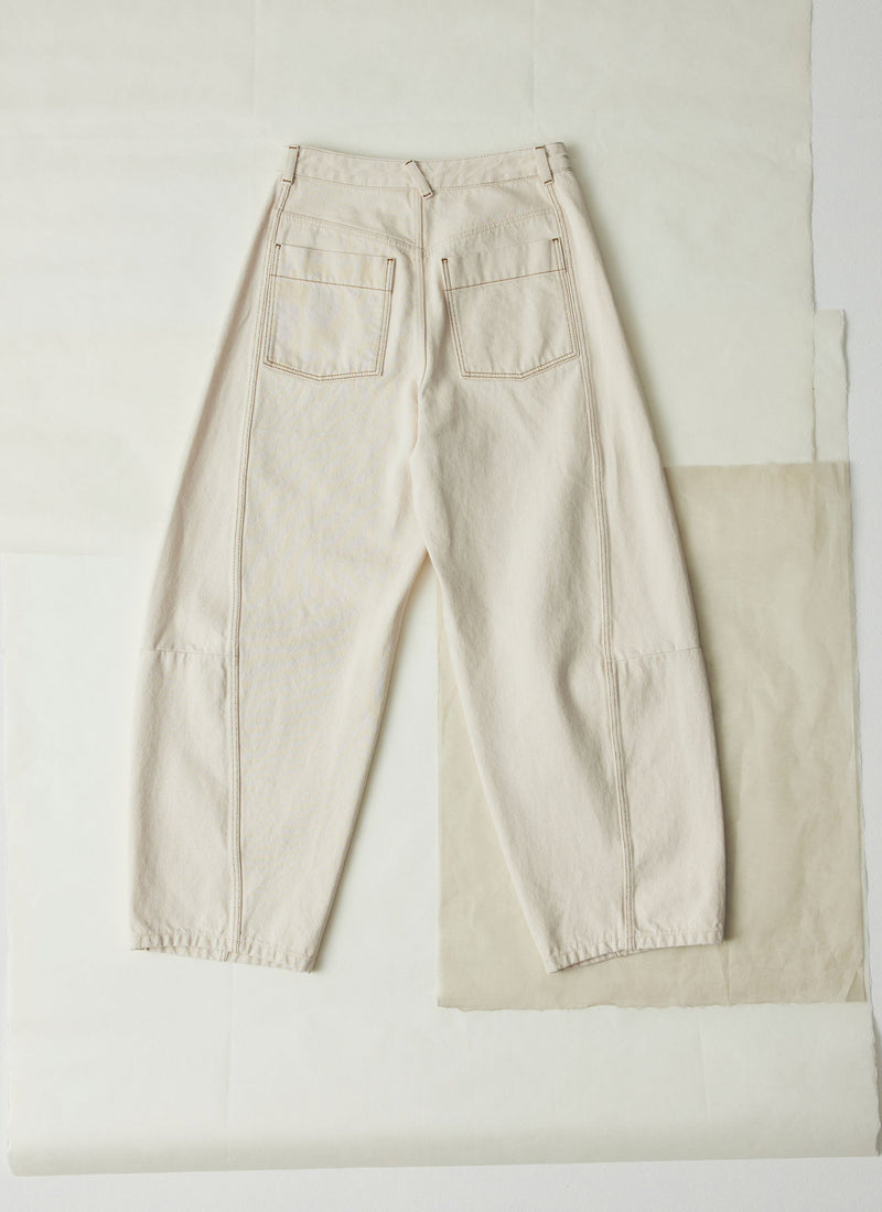 Sculptural Seamed Denim Trousers | Ecru