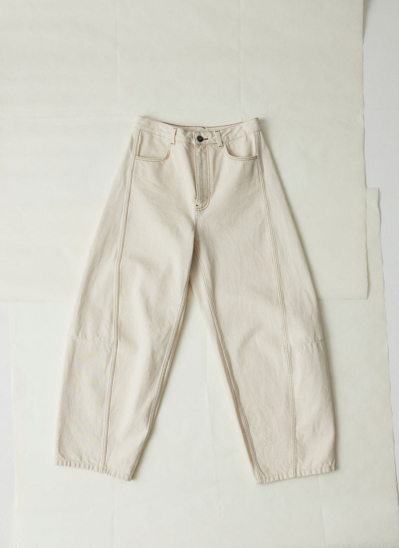 Sculptural Seamed Denim Trousers | Ecru