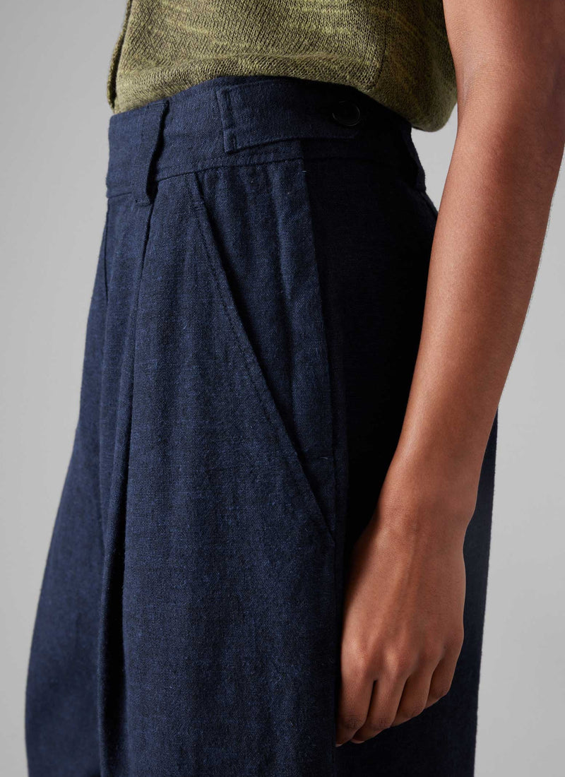 Hemp Cotton Canvas Trousers | Dark Chambray Blue