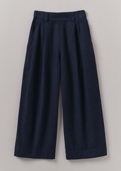 Hemp Cotton Canvas Trousers Dark Chambray