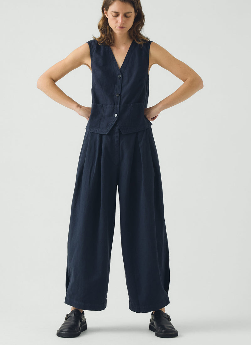 Carys Cotton Linen Canvas Wide Leg Trousers | Anthracite