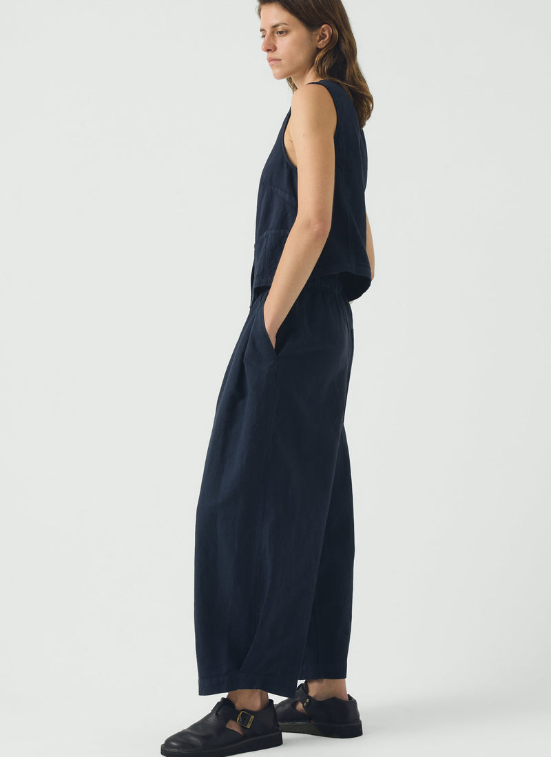 Carys Cotton Linen Canvas Wide Leg Trousers | Anthracite