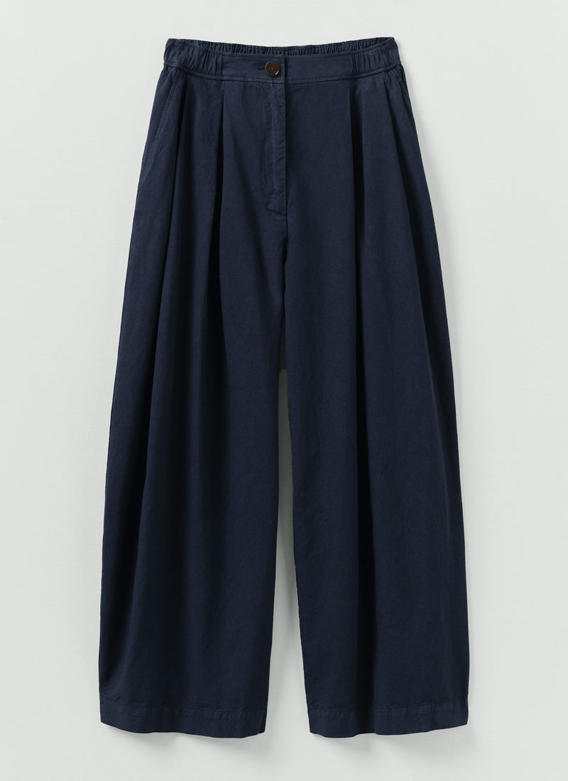 Carys Cotton Linen Canvas Wide Leg Trousers | Anthracite