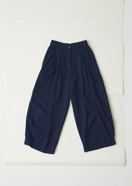 Cotton Twill Wide Leg Trousers