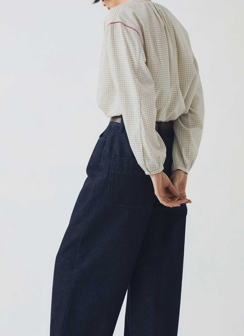Wide Leg Denim Trousers | Indigo