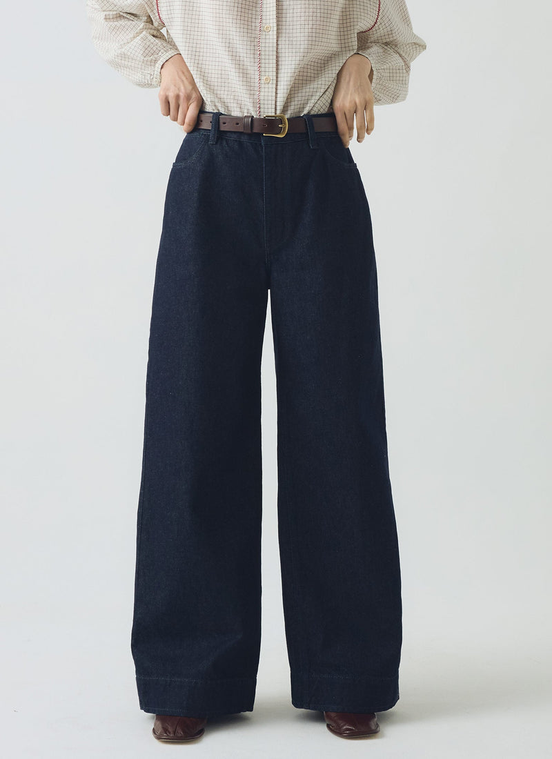 Wide Leg Denim Trousers | Indigo