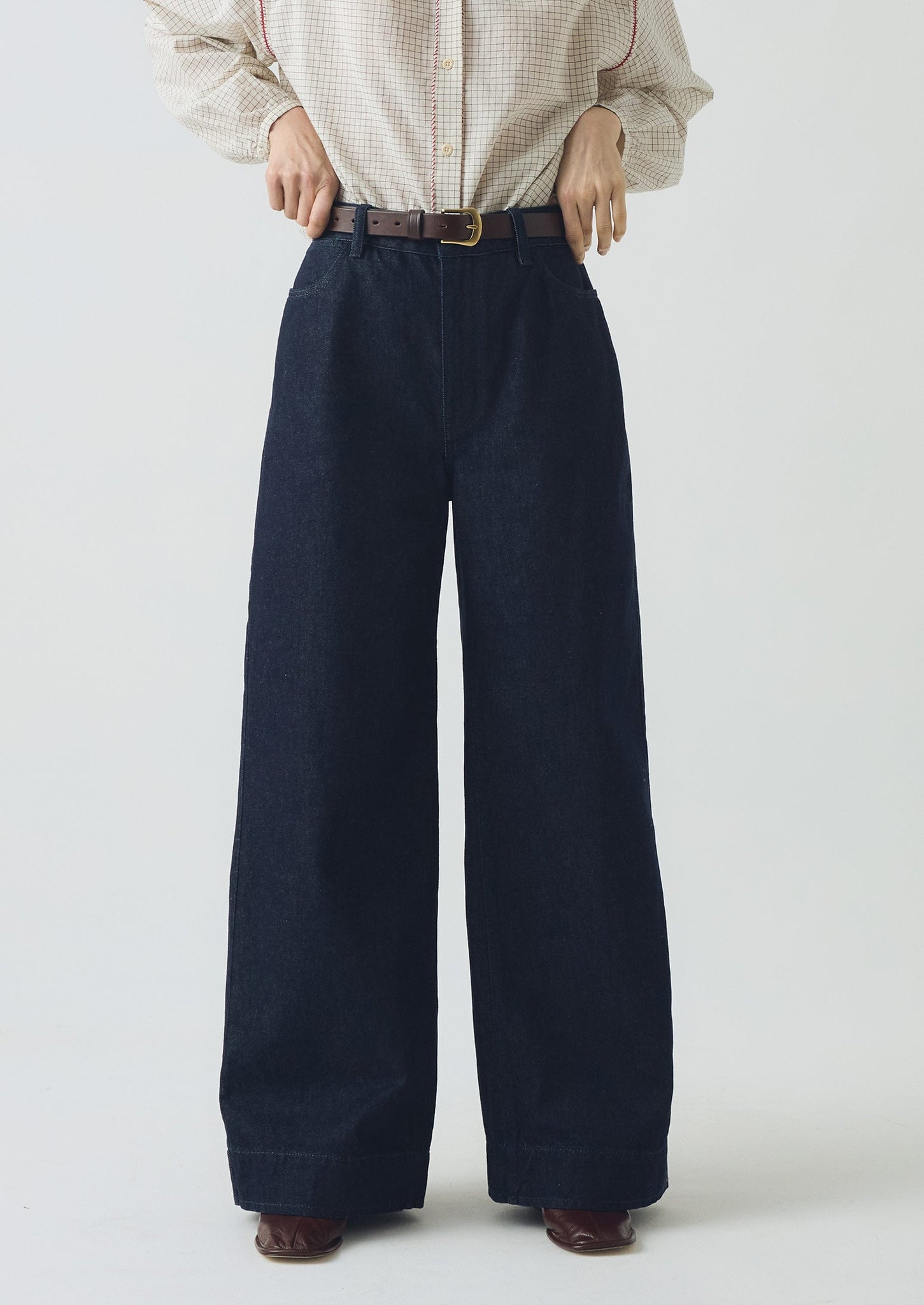 Wide Leg Denim Trousers | Indigo