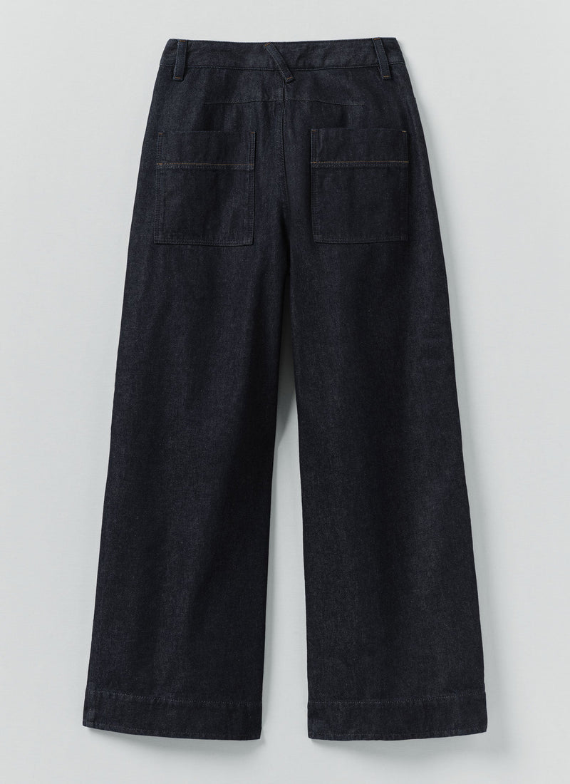 Wide Leg Denim Trousers | Indigo