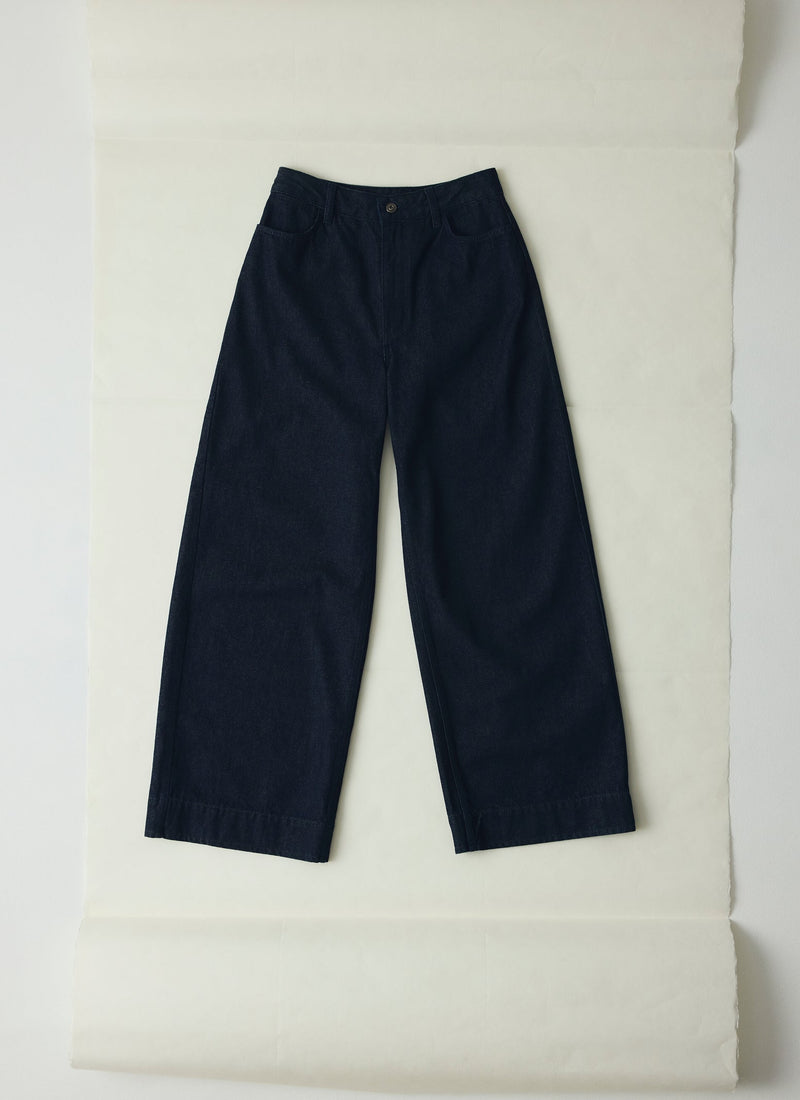 Wide Leg Denim Trousers | Indigo