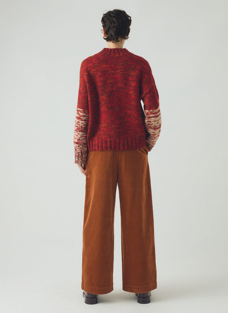 Wide Leg Cord Trousers | Burnt Sienna