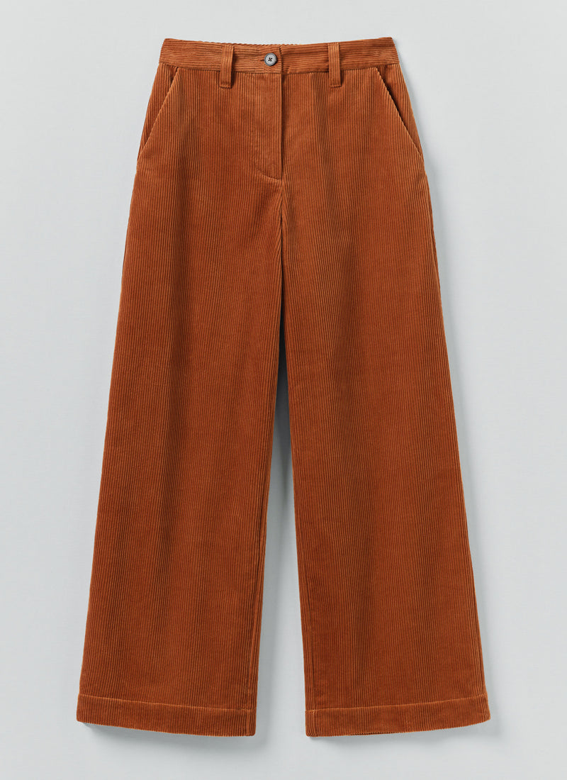 Wide Leg Cord Trousers | Burnt Sienna