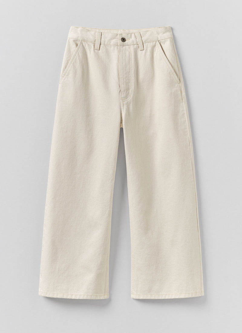 Relaxed Wide Leg Denim Trousers | Ecru