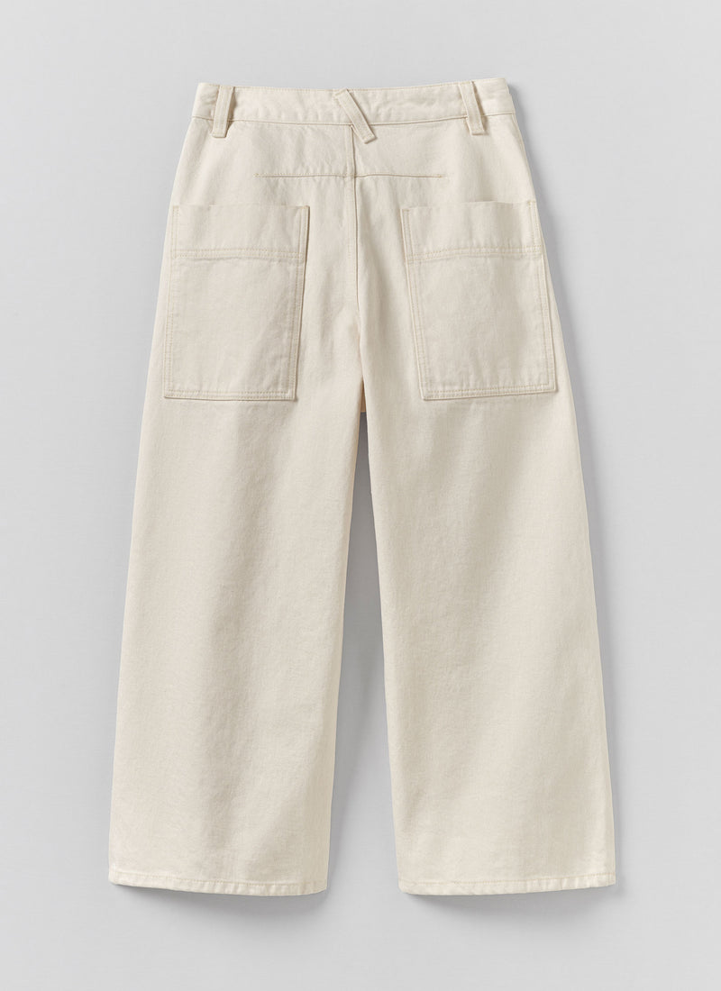 Relaxed Wide Leg Denim Trousers | Ecru