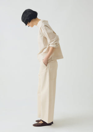 Relaxed Wide Leg Denim Trousers | Ecru