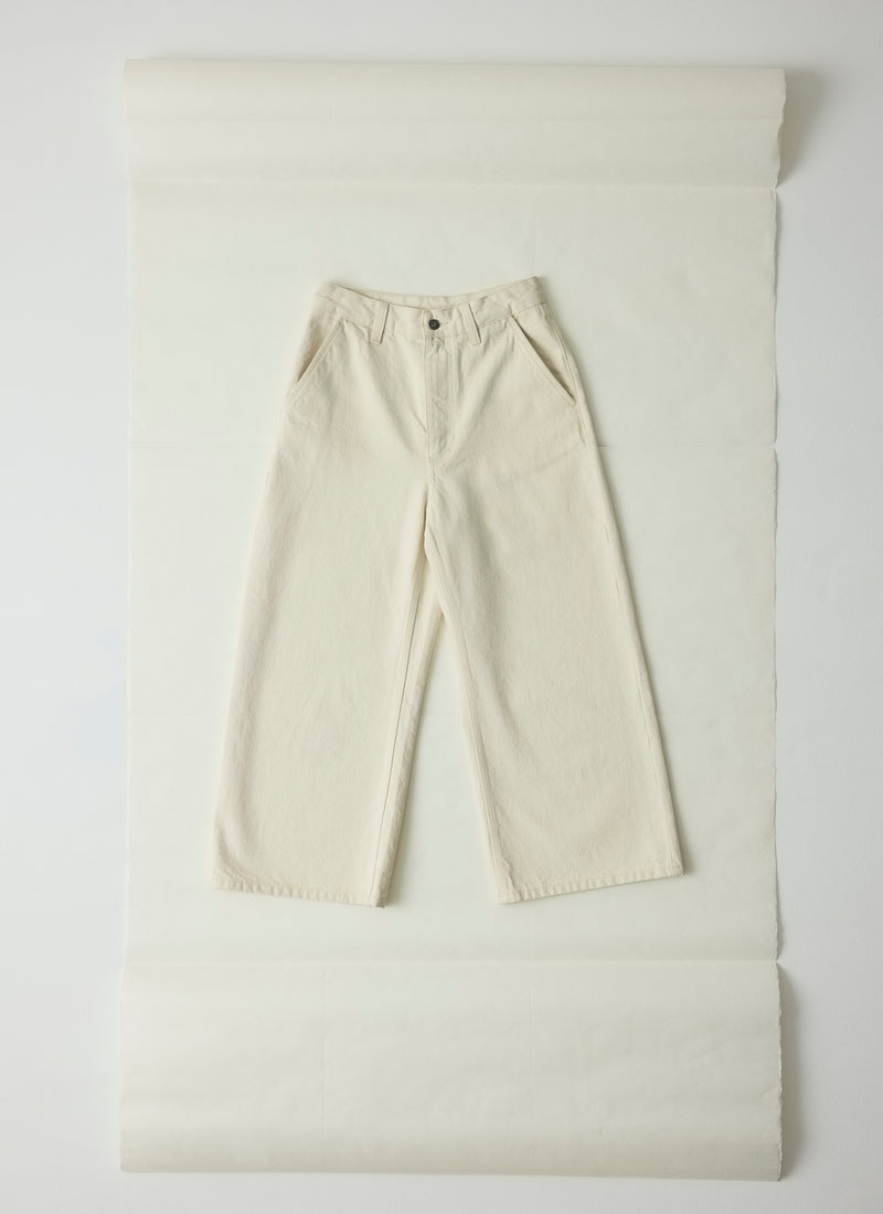 Relaxed Wide Leg Denim Trousers | Ecru