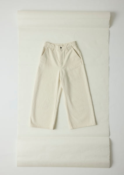 Relaxed Wide Leg Denim Trousers Ecru