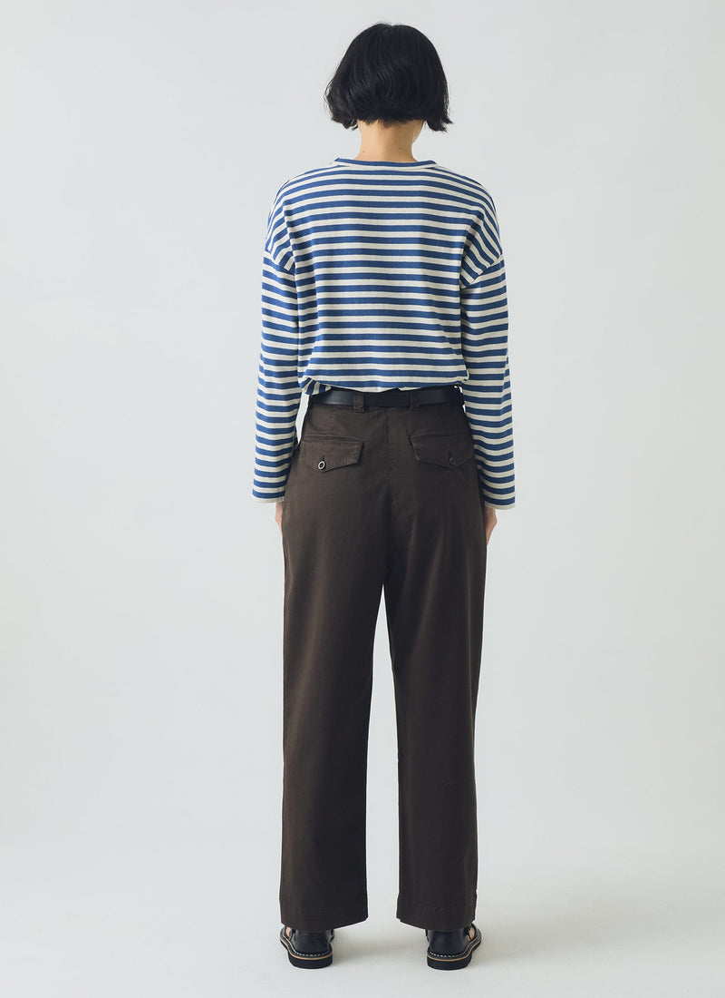 Cotton Pleat Front Trousers | Mocha Brown
