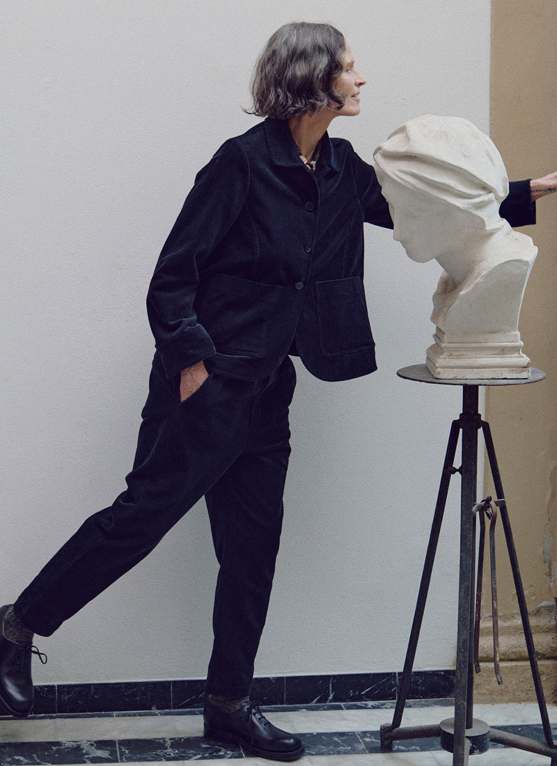 Gabi Organic Cord Pull On Trousers | Anthracite