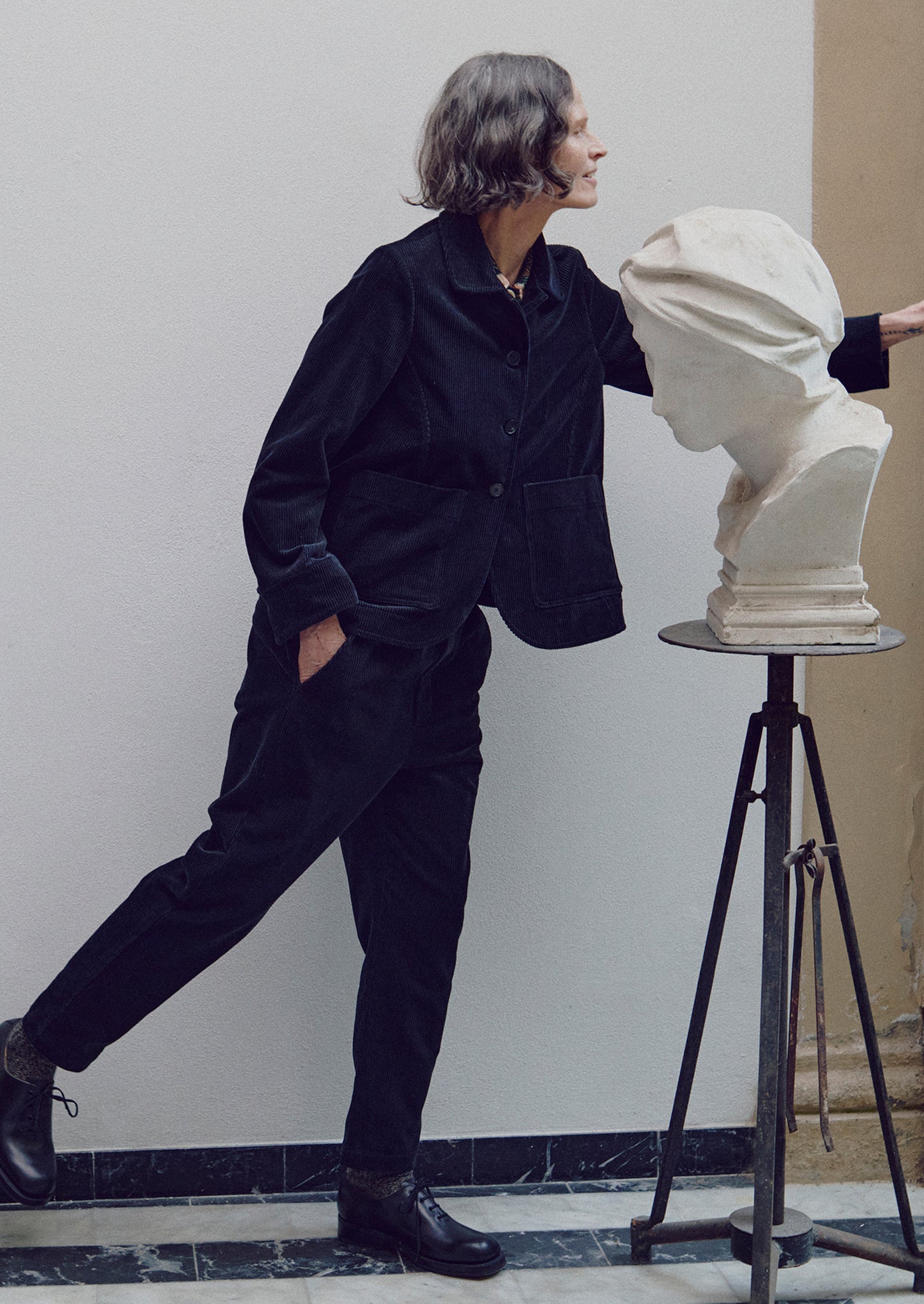 Gabi Organic Cord Pull On Trousers | Anthracite