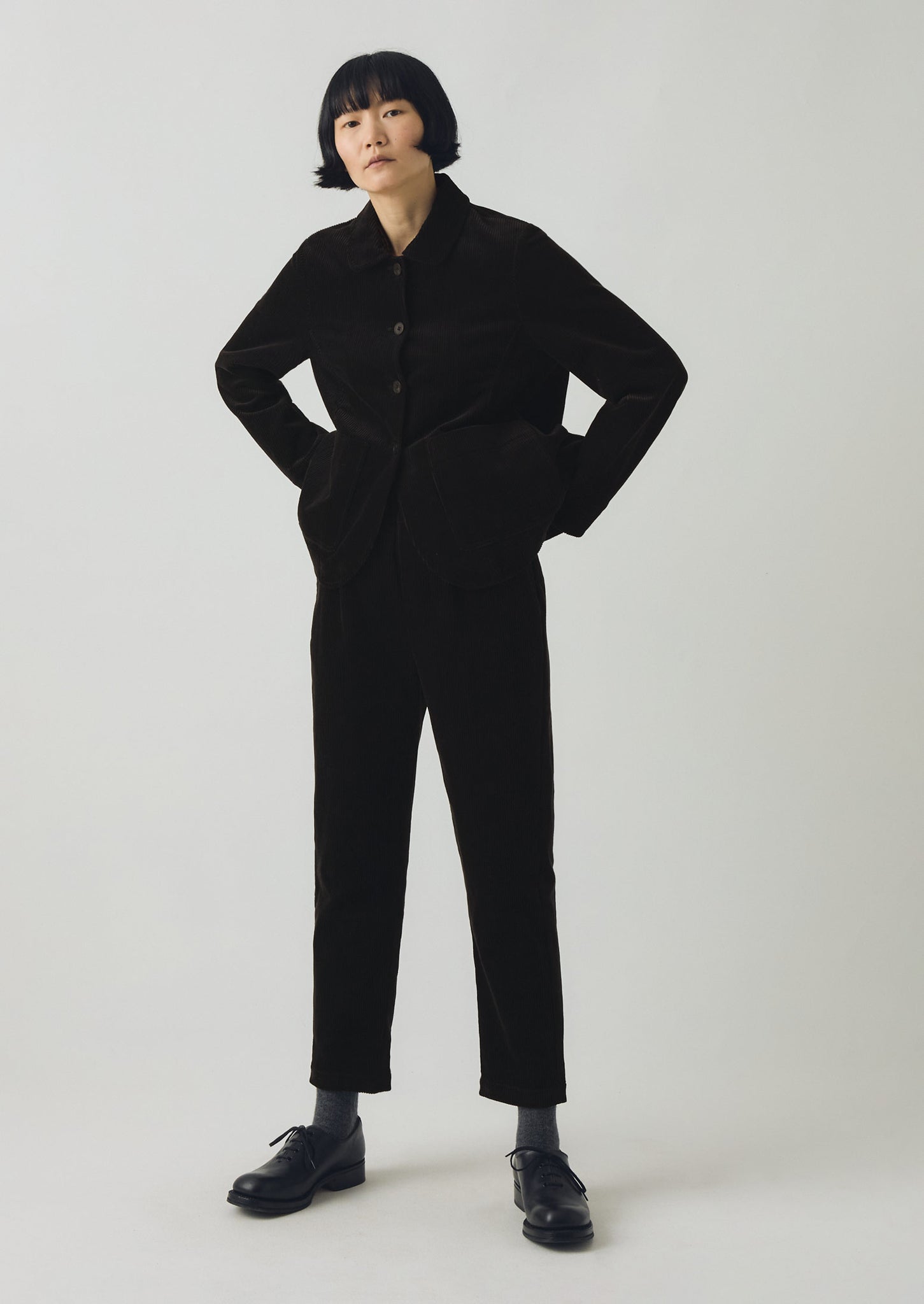 Gabi Organic Cord Pull On Trousers | Anthracite