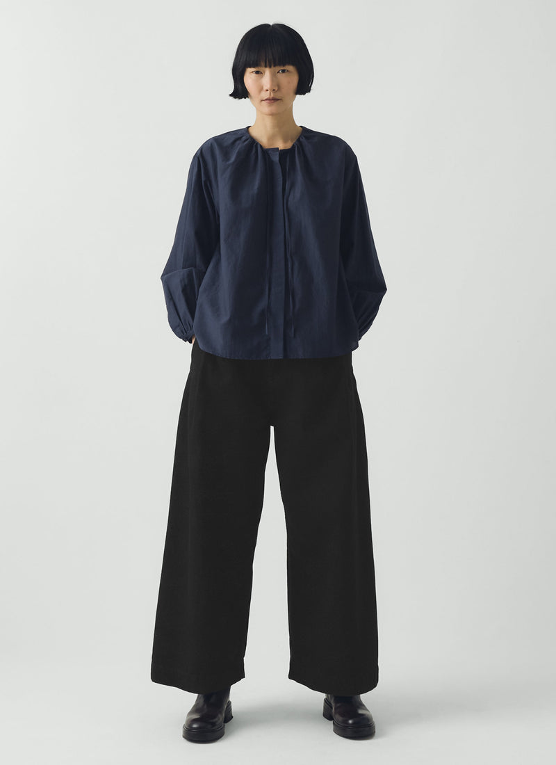 Denim Pleat Front Trousers | Carbon Black