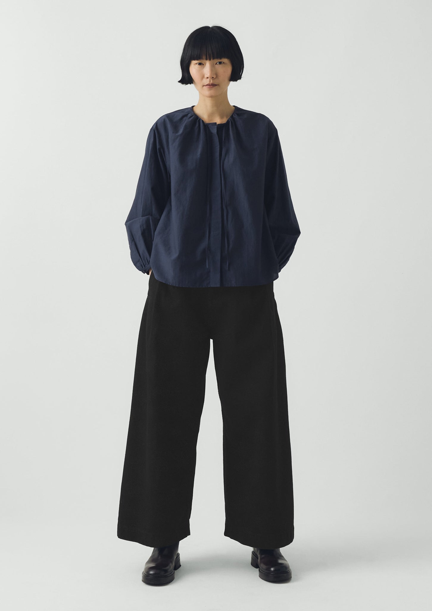 Denim Pleat Front Trousers | Carbon Black