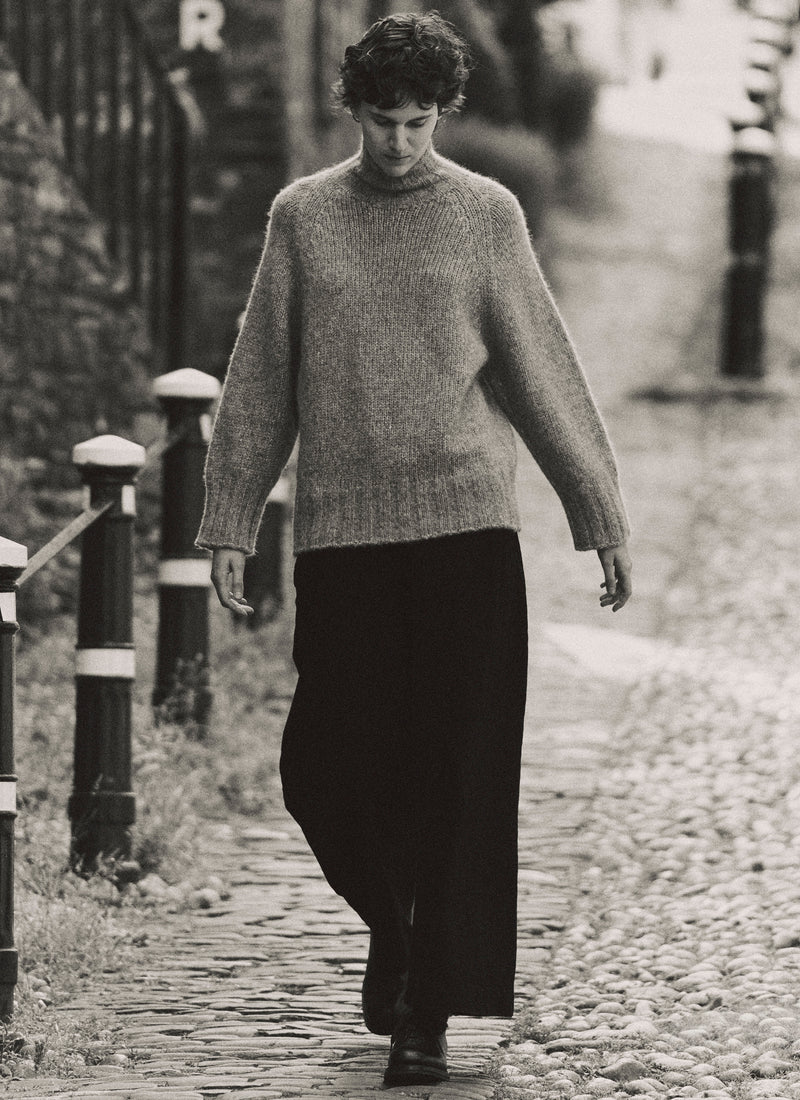 Denim Pleat Front Trousers | Carbon Black