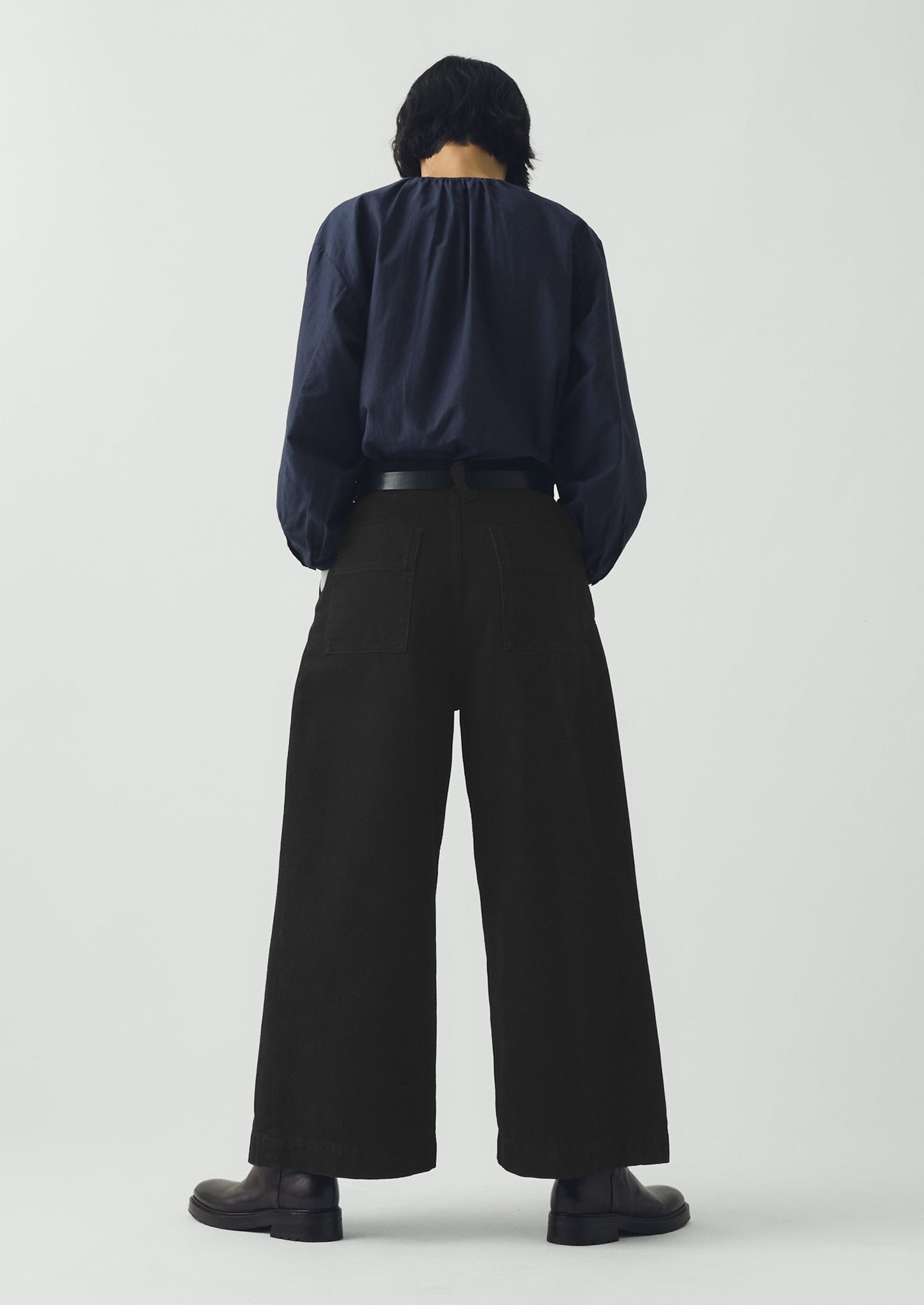 Denim Pleat Front Trousers | Carbon Black