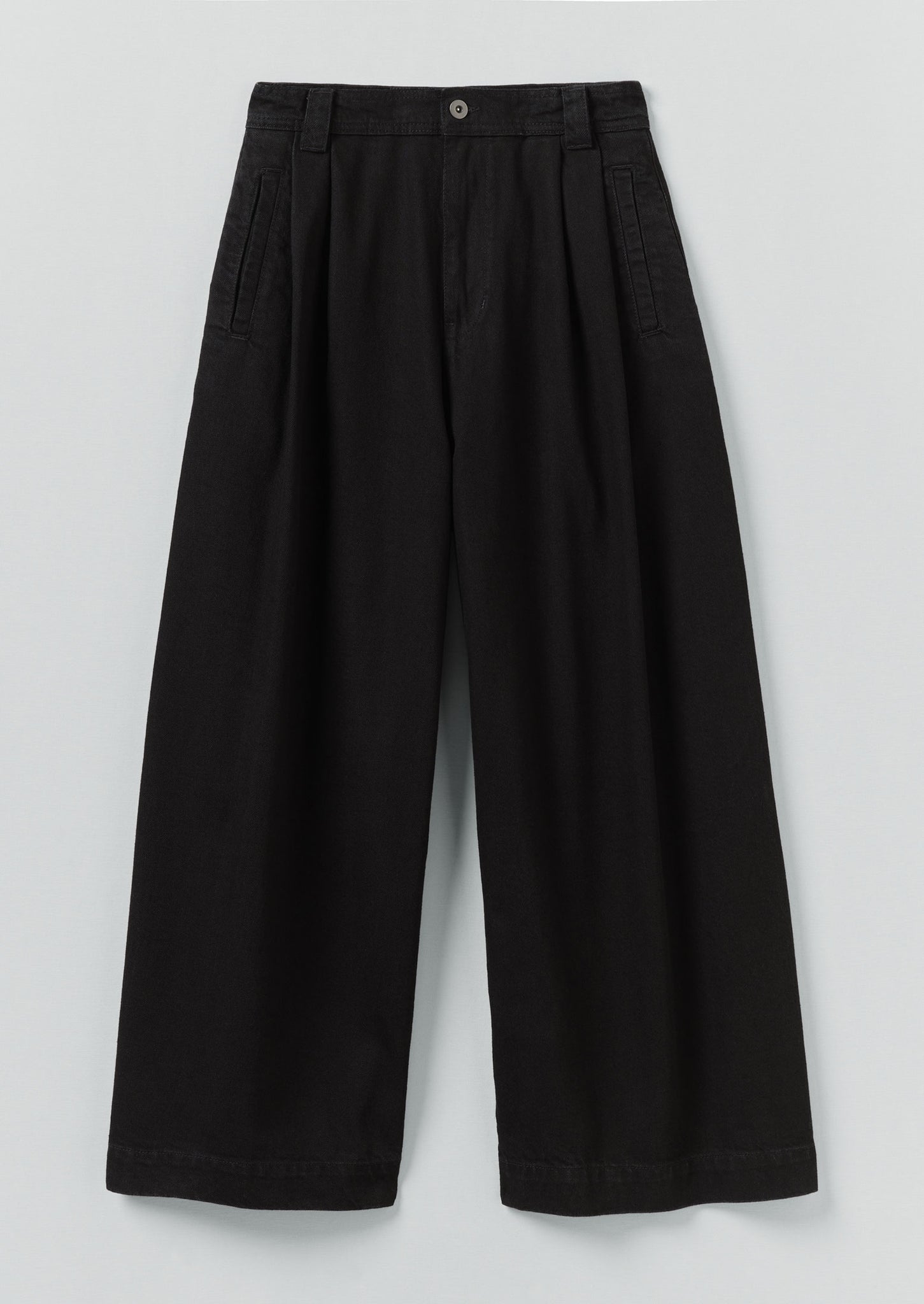 Denim Pleat Front Trousers | Carbon Black