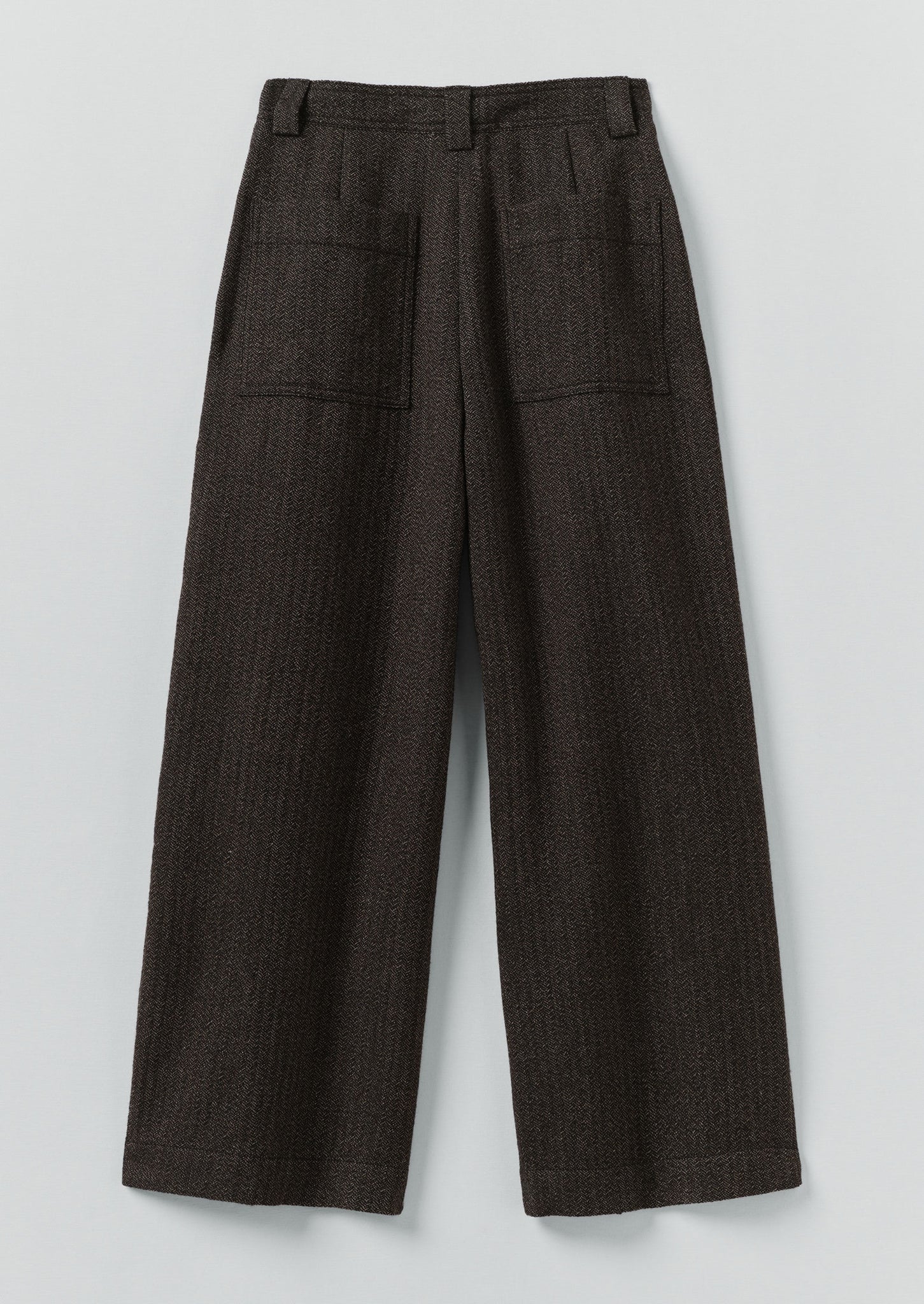 Wool Broken Herringbone Pleat Front Trousers | Charcoal Mouline