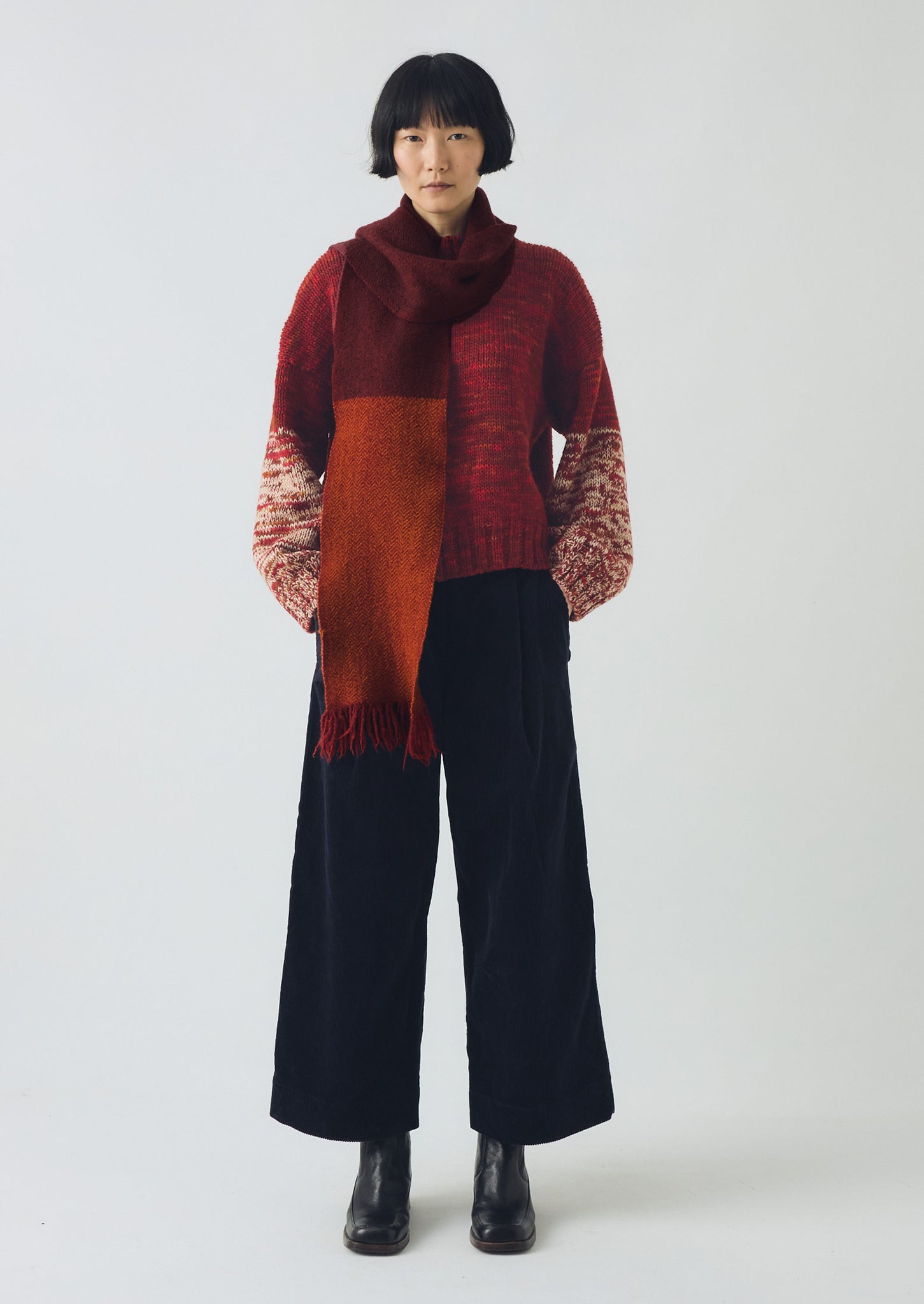 Organic Cord Pleat Front Trousers | Midnight