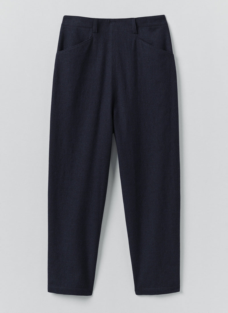 Alix Cotton Wool Houndstooth Trousers | Dark Navy
