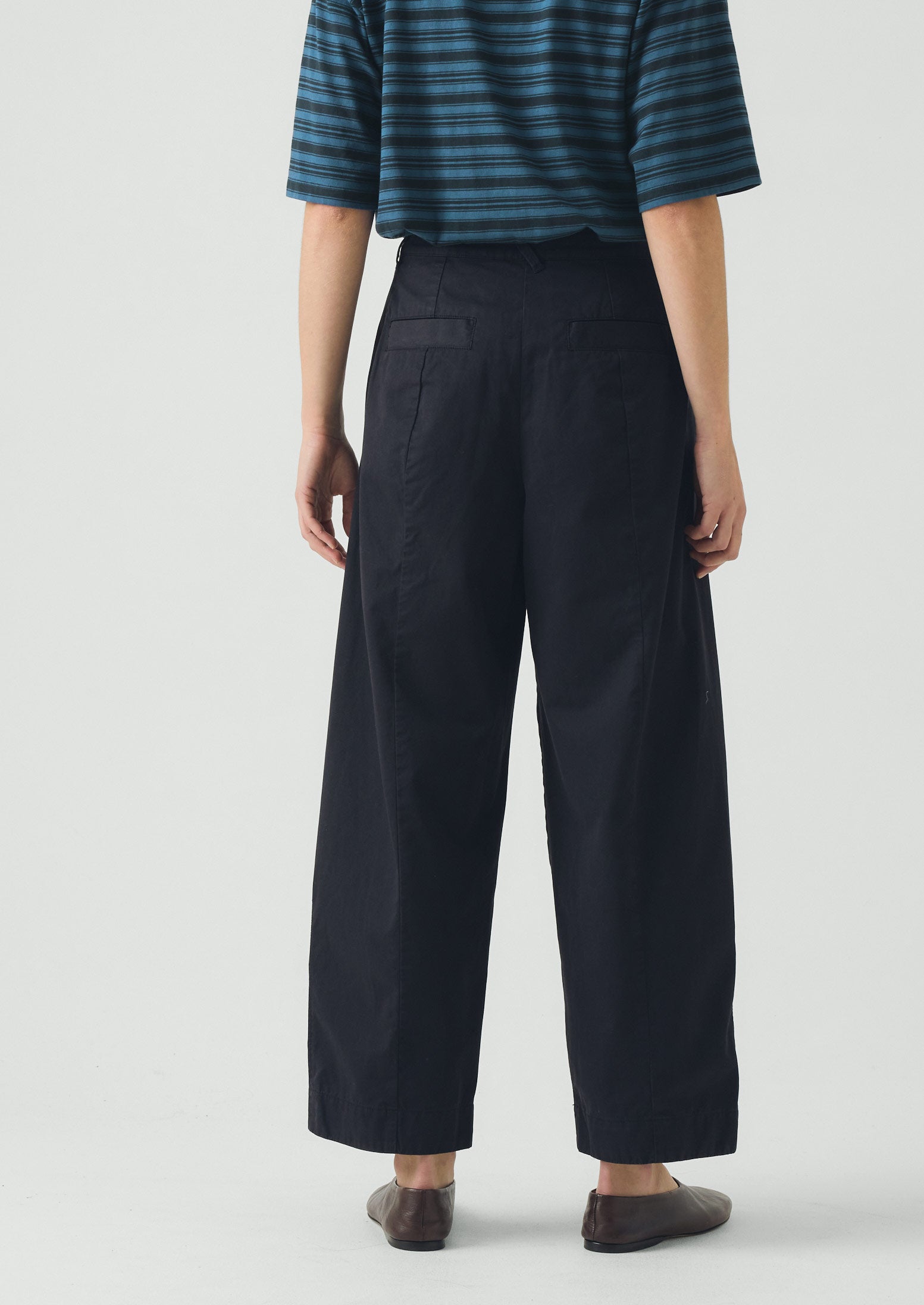 Sculpted Organic Cotton Twill Trousers | Mid Blue | TOAST