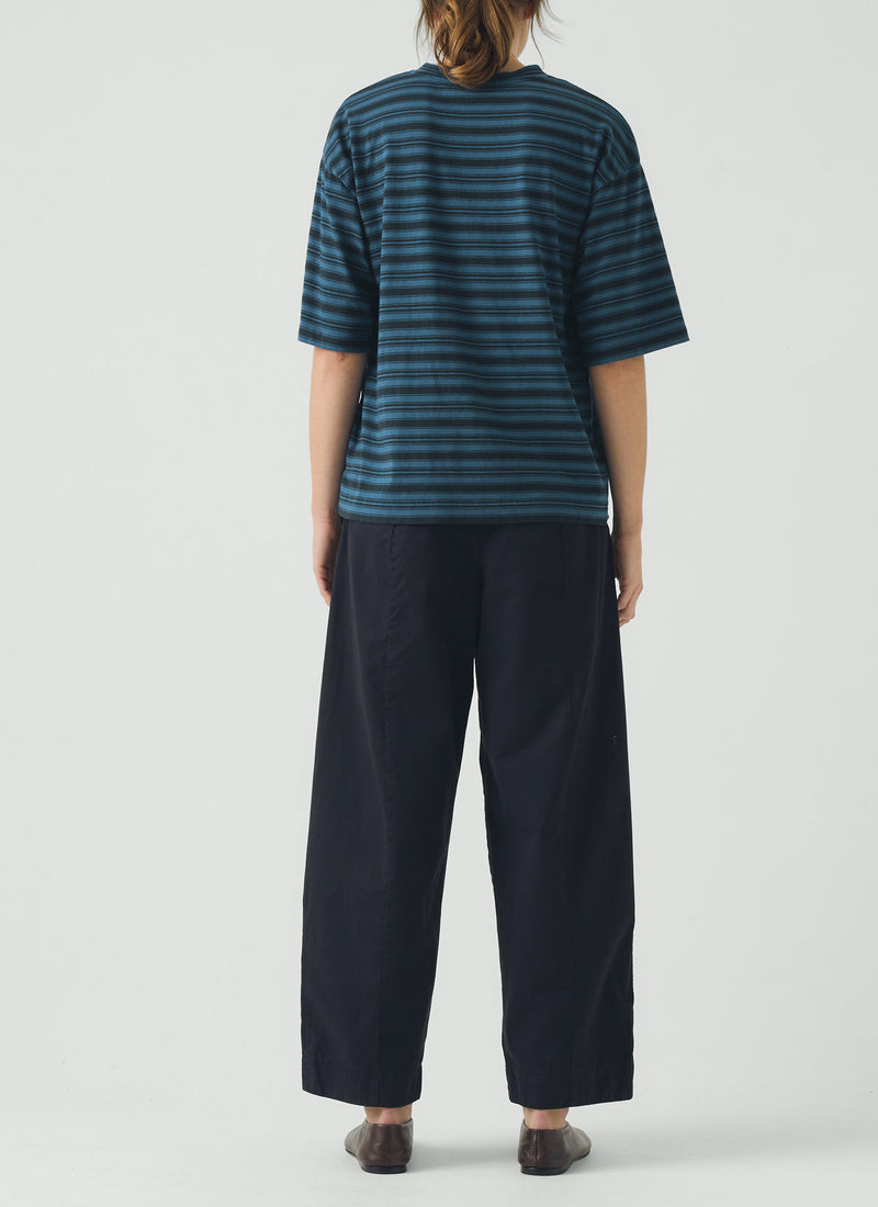 Sculpted Organic Cotton Twill Trousers | Mid Blue