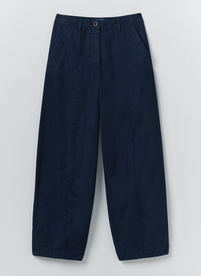 Sculpted Organic Cotton Twill Trousers | Mid Blue