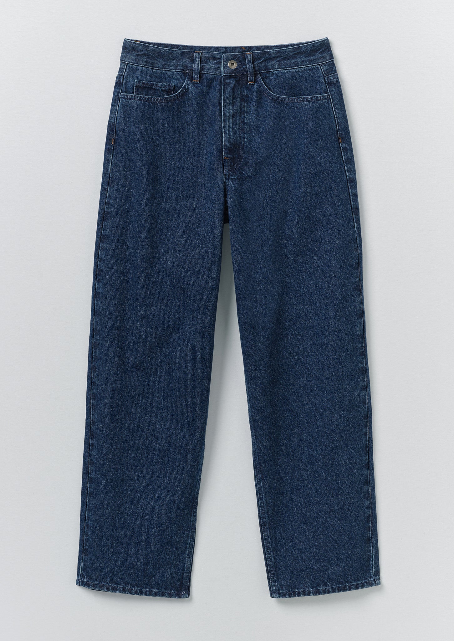 Indigo Denim Tapered Trousers | Mid Blue