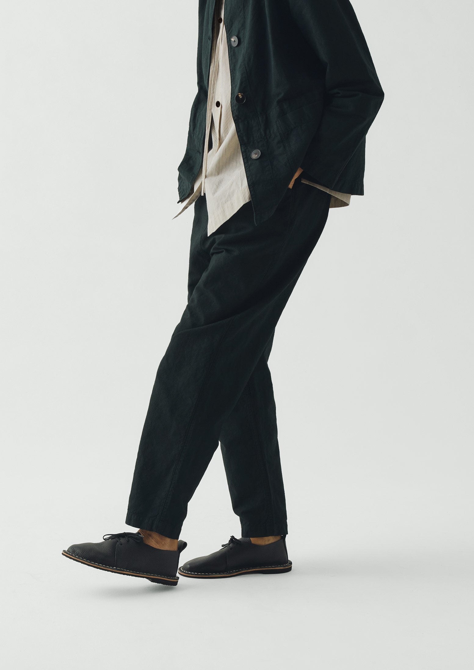 Alix Micro Houndstooth Cotton Linen Trousers | Oil Green | TOAST