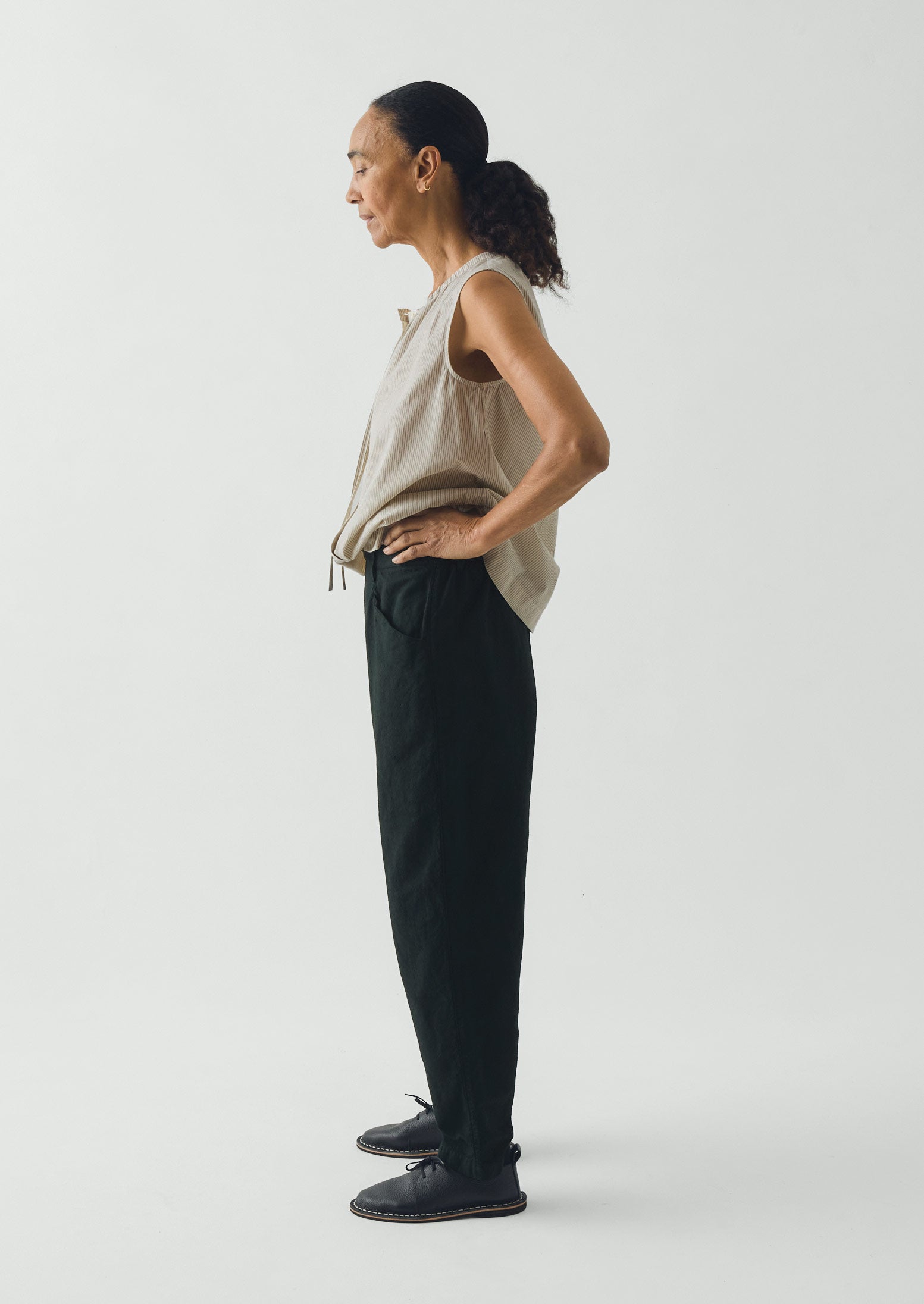 Alix Micro Houndstooth Cotton Linen Trousers | Oil Green | TOAST