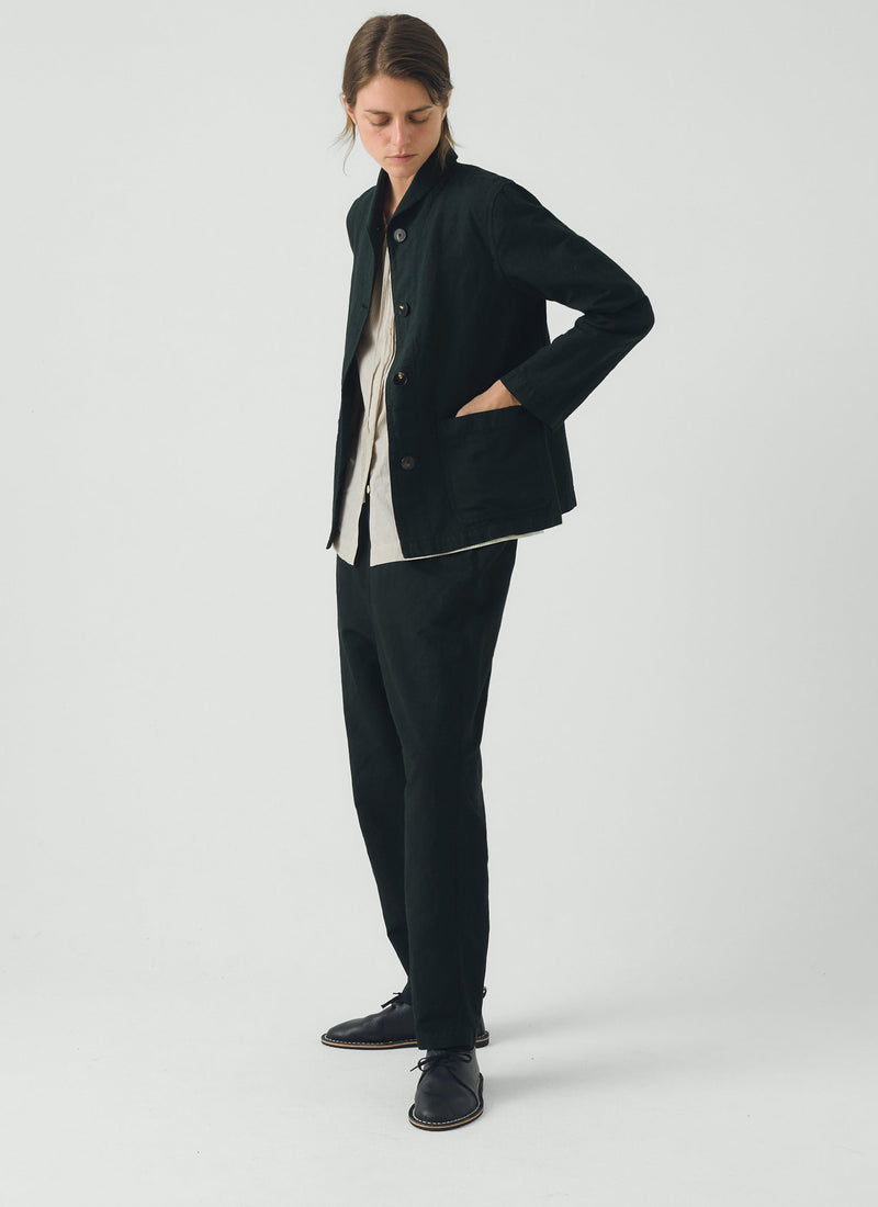 Alix Micro Houndstooth Cotton Linen Trousers | Oil Green