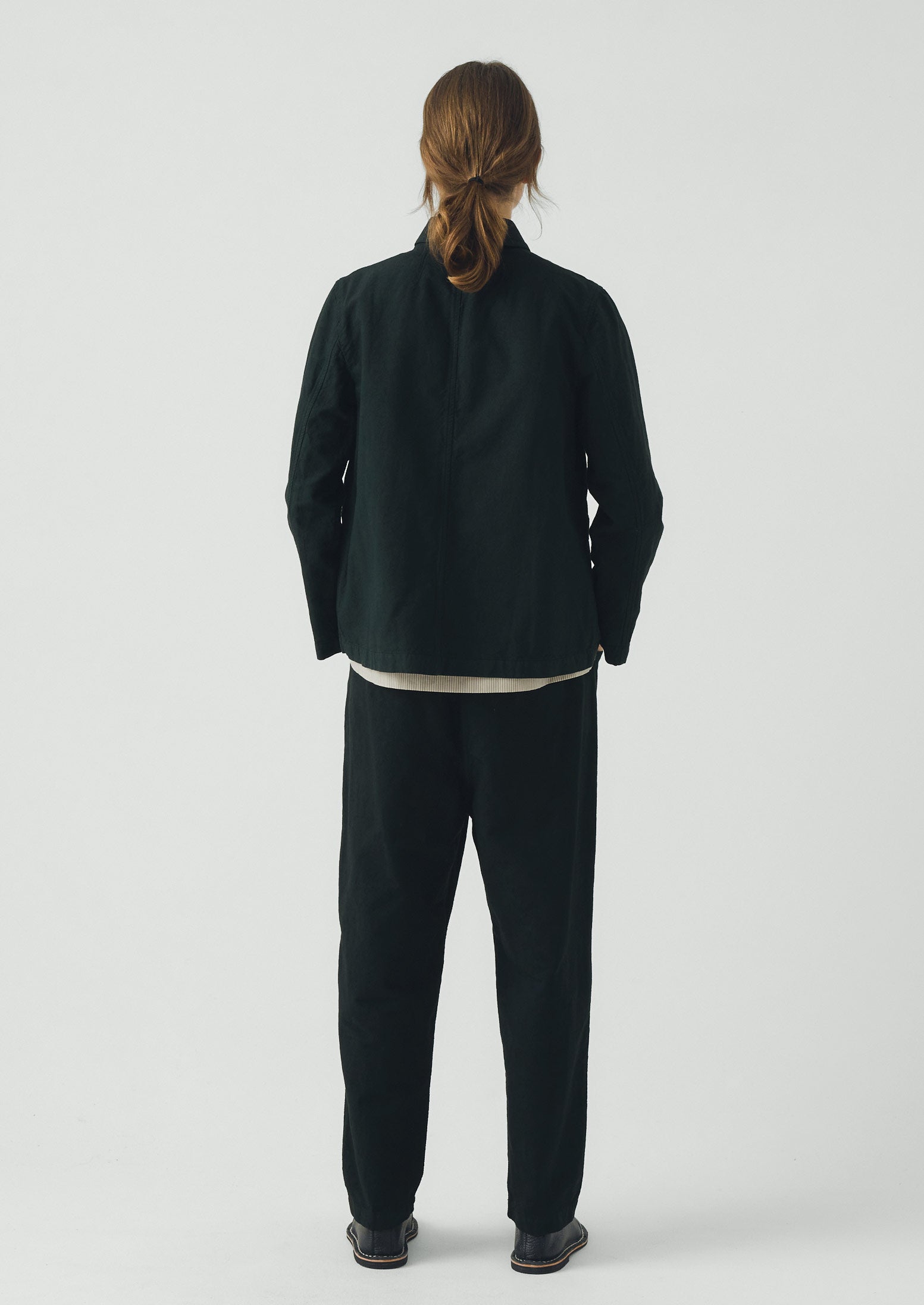 Alix Micro Houndstooth Cotton Linen Trousers | Oil Green | TOAST