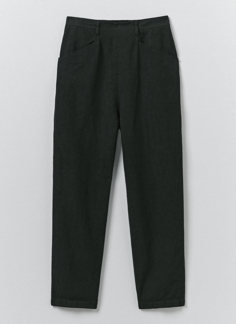 Alix Micro Houndstooth Cotton Linen Trousers | Oil Green