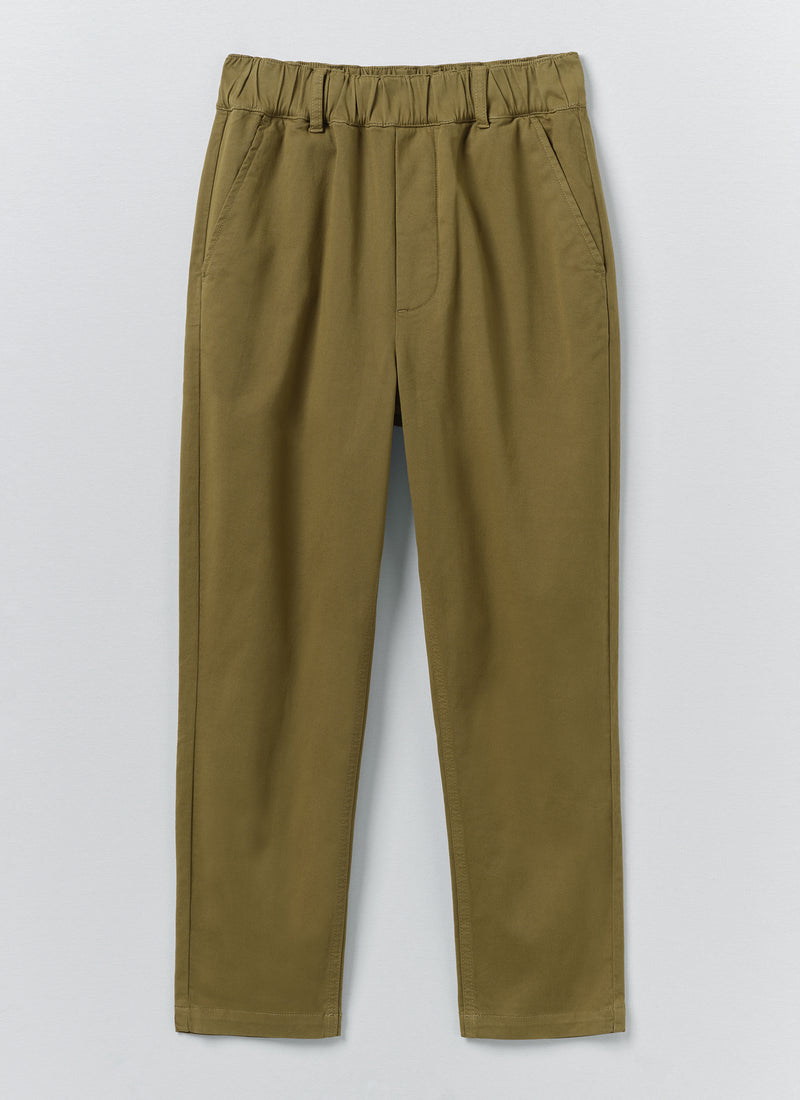Gabi Cotton Pull On Trousers | Olive Leaf