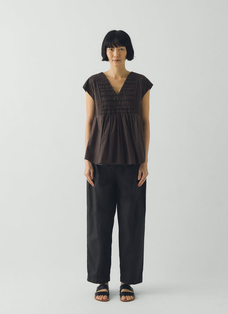Cotton Twill Belted Trousers | Smoke