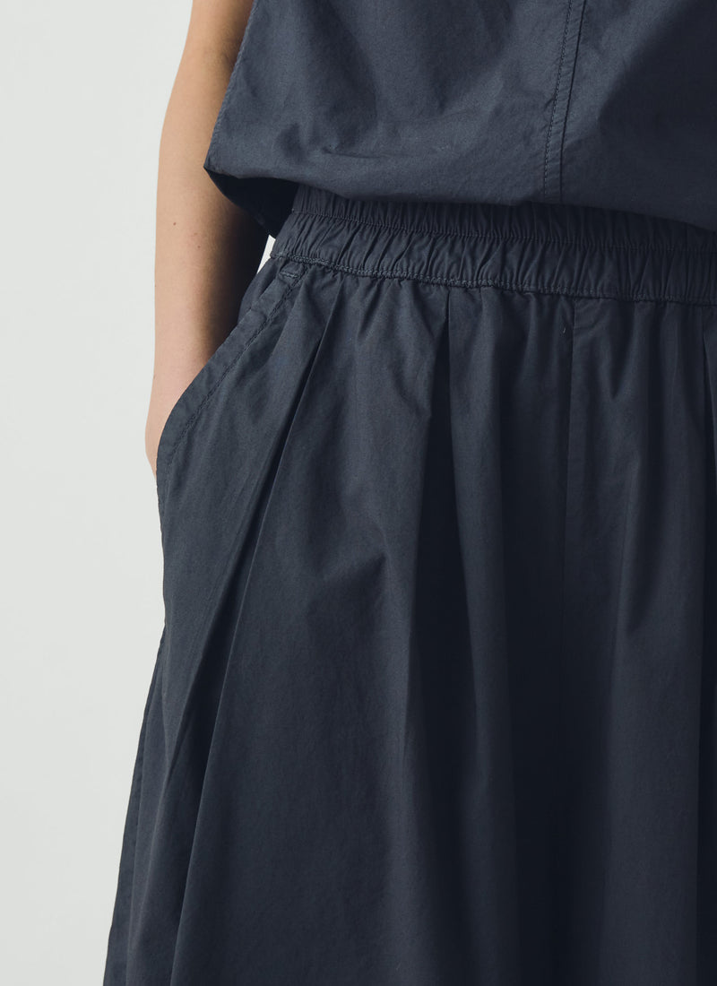 Pleated Pull On Cotton Poplin Trousers | Slate